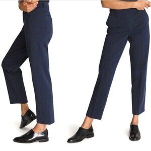 Kit and Ace Navy Coastline Pants High Waist Straight Leg Cashmere Relaxed Fit 2